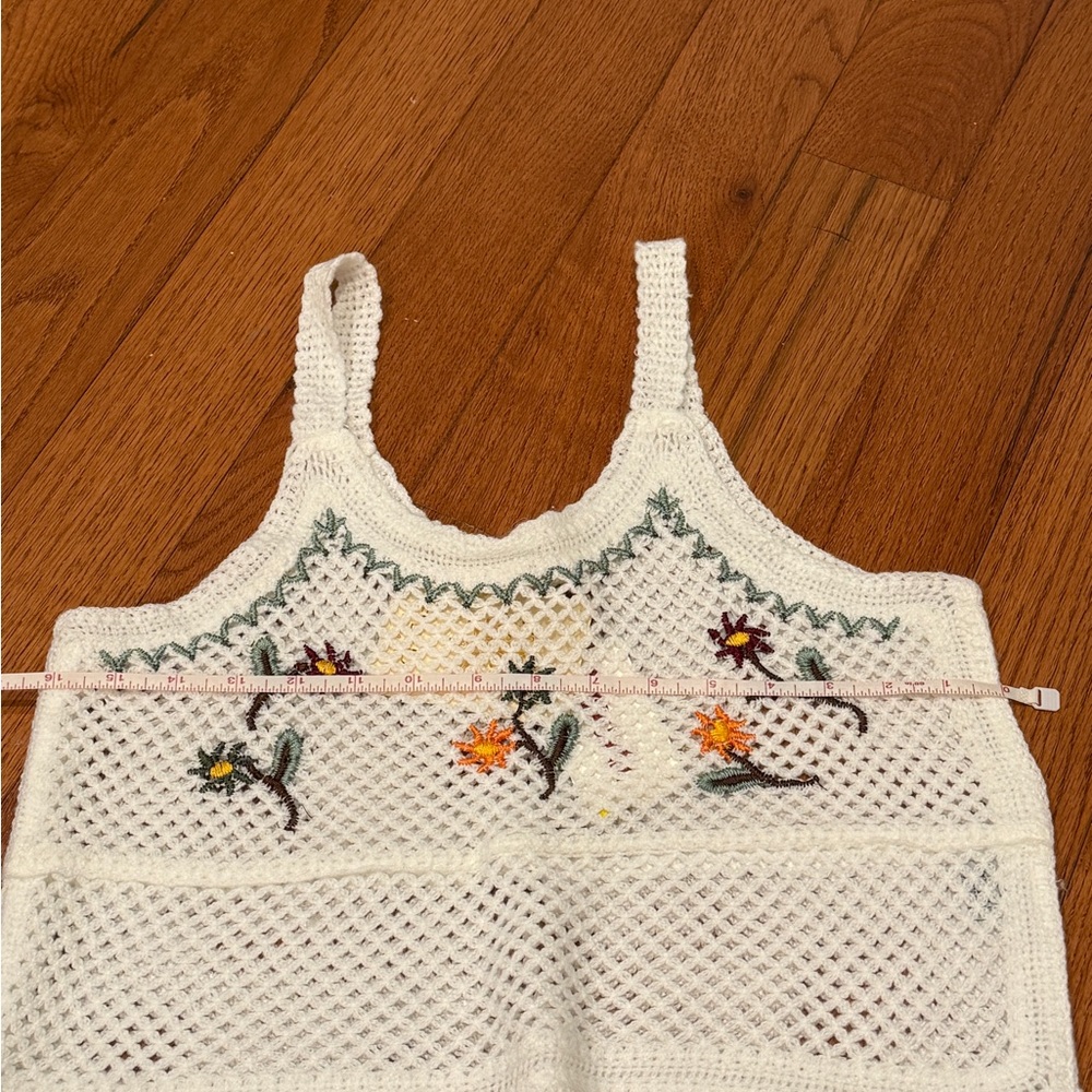 T.J.Maxx White Crocheted Floral Embroidered Tank - Picture 5 of 7